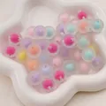 Perles en acrylique dépoli avec cœur coloré pour la création de bijoux et de chaînes - Perles Rondes Givrées Bicolores / 16mm (Trou d'environ 2mm) 20 Pièces/Paquet / Couleurs Mélangées Aléatoires