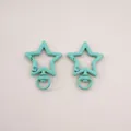 Pair of mint green star-shaped alloy lobster clasps for DIY keychain accessories - Pentagram / 31X41mm / Cyan