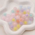 Perles en acrylique mat couleurs macaron 8-16mm pour la création de bijoux et chaînes - Perles Rondes Givrées Bicolores / 14mm (Trou d'environ 2mm) 30 Pièces/Paquet / Couleurs Mélangées Aléatoires