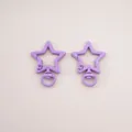 Set of two purple star-shaped lobster clasps made of spray-painted alloy metal - Pentagram / 31X41mm / Purple