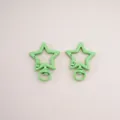Pair of light green star-shaped lobster clasps in matte finish for DIY keychains - Pentagram / 31X41mm / Light Green