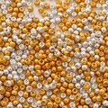 Polished gold and silver glass seed beads for DIY jewelry making and embroidery - 4mm (10g/Pack, Approx. 160 Pcs) / Two-Tone Gold & Silver