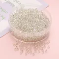 Perline di vetro 3mm con anima argentata in contenitore rotondo per la creazione di gioielli - 3mm (450g/Confezione) / Argento Bianco