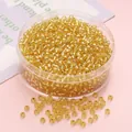 Perline di vetro color oro chiaro da 3mm in scatola rotonda per creazioni di gioielli fai-da-te - 3mm (450g/Confezione) / Oro Chiaro