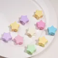 Star shaped acrylic macaron beads with center holes for DIY jewelry making - Pentagram / 5 Pieces/Pack (22x14mm, Hole Approx 6.5mm) / Random Mixed Colors