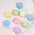 Pastel flower-shaped acrylic beads in assorted colors for DIY jewelry and crafts - Plum Blossom / 5 Pieces/Pack (22x14mm, Hole Approx 6.5mm) / Random Mixed Colors