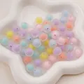 Perles en acrylique dépolies colorées 8-16mm pour la création de bijoux DIY et chaînes - Boule Givrée / 50 Pièces/Paquet (12mm) / Couleurs Mélangées Aléatoires