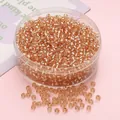Cuentas de vidrio champán de 3 mm en caja redonda para hacer joyas de bricolaje - 3mm (450g/Paquete) / Champaña