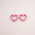 Set of two pink heart-shaped metal carabiner spring clips for DIY keychain accessories - Peach Blossom / 21x21mm / Pink