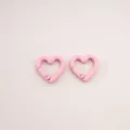Set of two pink heart-shaped metal carabiner keychains with spring gate clips - Peach Blossom / 21x21mm / Light Pink