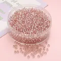 Cuentas de vidrio transparente rosa-púrpura de 3mm con núcleo plateado en caja de plástico - 3mm (450g/Paquete) / Rosa Claro
