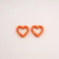 Set of two bright orange heart-shaped alloy spring gate carabiners for DIY keychains - Peach Blossom / 21x21mm / Orange