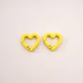 Pair of bright yellow heart-shaped alloy spring clasps for DIY keychains and bags - Peach Blossom / 21x21mm / Yellow