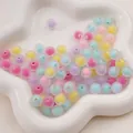 Perles en acrylique givré avec cœurs colorés dans un plateau en céramique - Boule Givrée / 50 Pièces/Paquet (10mm) / Couleurs Mélangées Aléatoires