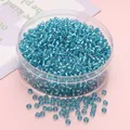 Cuentas de vidrio azul claro de 3mm con interior plateado en caja para joyería DIY - 3mm (450g/Paquete) / Índigo