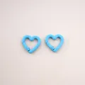 Light blue heart-shaped metal spring ring buckle for handmade DIY keychain accessories - Peach Blossom / 21x21mm / Blue