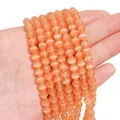 Polished 6-8mm orange cat eye beads string for DIY jewelry making and multi-layer bracelets - 6mm Orange (1 Strand/Pack, approx. 65 Beads)