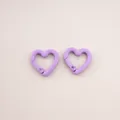 Set of two light purple heart-shaped metal keychains with spring gate DIY connectors - Peach Blossom / 21x21mm / Purple