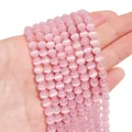 Pink cat eye stone round beads for DIY jewelry with soft pink hue and cat eye effect - 6mm Pink (1 Strand/Pack, approx. 65 Beads)