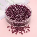 Cuentas de vidrio violeta metálico de 3mm con caja redonda para joyería hecha a mano - 3mm (450g/Paquete) / Púrpura Uva