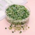 Mezcla de cuentas de vidrio verde de 3mm para joyería DIY en caja de almacenamiento - 3mm (450g/Paquete) / Serie Plata Verde