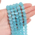 Sky blue cat eye stone round beads for DIY bracelets showing linear cat eye effect - 10mm Blue (1 Strand/Pack, approx. 40 Beads)