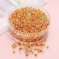 Cuentas de vidrio 3mm naranja y amarillo con interior plateado en caja redonda - 3mm (450g/Paquete) / Serie Plata Amarilla