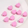 Pink heart-shaped acrylic cream beads with pearl finish for DIY jewelry crafts - Flat Heart / 21x14mm (1 Piece/Pack) / Deep Pink