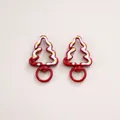 Pair of red Christmas tree lobster clasps for DIY jewelry making and keychains - Christmas Tree / 27x44mm / Red