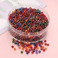 Cuentas de vidrio de 3mm forradas de plata en colores variados en una caja transparente - 3mm (450g/Paquete) / Serie Plata Profunda