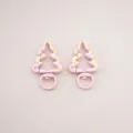 Pink Christmas tree alloy lobster clasp with swivel ring for DIY keychain crafting - Christmas Tree / 27x44mm / Light Pink