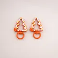 Cute orange Christmas tree shaped alloy lobster clasp with snow detail for DIY keychains - Christmas Tree / 27x44mm / Orange