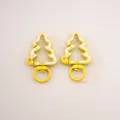 Pair of yellow Christmas tree alloy keychain hooks with white polka dots for DIY projects - Christmas Tree / 27x44mm / Yellow