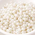 Polished white 3-5mm round glass pearls with holes for DIY jewelry and crafts making - 4mm (50 Pieces/Pack) / Pure White