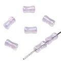 Iriserende lichtpaarse glazen kralen in cilinderstrikvorm voor DIY-sieraden maken - 10g/Verpakking (ca. 45 stuks) / 4x8mm (Gat ca. 1mm) / Paars