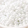 Perle di vetro bianche da 3-5mm per creazione di gioielli fai-da-te e accessori fatti a mano - 5mm (50 Pezzi/Confezione) / Bianco