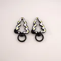 Christmas tree shaped alloy swivel lobster clasps for DIY keychain accessories in black finish - Christmas Tree / 27x44mm / Black