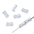 Iriserende glazen bamboe kralen voor DIY-sieraden met een regenboog AB-coating - 10g/Verpakking (ca. 45 stuks) / 4x8mm (Gat ca. 1mm) / Blauw