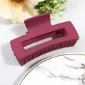 Large matte wine red square hair claw clip with cutout design and strong grip - Dark Red