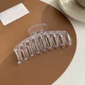 Eleganter 11cm großer transparenter Haarklammer mit goldener Feder für Frauen - Transparent