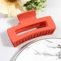 8.5cm square hollow hair claw clip in matte coral orange finish for women - Orange Red