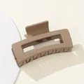 8.5cm square matte hair claw clip in mocha brown with strong spring grip for women - Brown