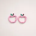 Pink apple shaped metal alloy lobster clasp hooks for DIY keychain accessories - Apple / 28x30mm / Pink