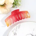 Large matte hair claw clip with vibrant red, orange and yellow gradient finish - Red