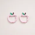 Pink apple-shaped metal spring clips for DIY keychains and accessory making - Apple / 28x30mm / Light Pink