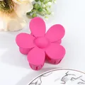 Matte rose pink flower hair claw clip with minimalist five-petal design for women - Rose Pink