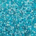 Assorted blue glass seed beads in varied finishes including frosted and silver-lined styles - 39# 6 Colors Mixed Seed Beads / 3mm (30g/Pack Approx 1000 Pieces) / Blue Series