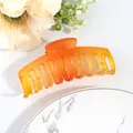 Large gradient orange hair claw clip in matte resin for thick hair styling accessory - Orange