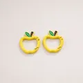 Pair of bright yellow apple shaped alloy spring buckles for DIY keychains and bag charms - Apple / 28x30mm / Yellow