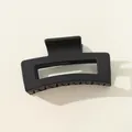 Minimalistische große 8,5cm quadratische hohle Haarklammer mit schwarzem Matt-Finish - Schwarz